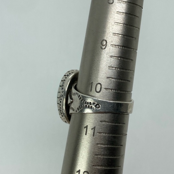 Vtg Sterling Turquoise Navajo Hand Stamped Ring Fred Harvey Era Sz 10 - Picture 13 of 13